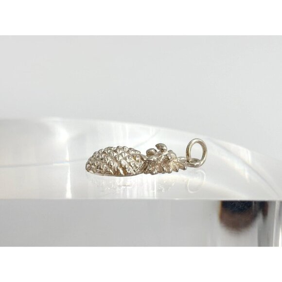 Pineapple Shaped Hand Carved Sterling Silver 925 Vintage Pendant | Charm - Picture 6 of 8